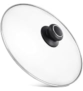 13 Inch Pan Lid Tempered Glass Pot Lid Replacement Pan Cover for Cast Iron Skillets, Frying Pans,...