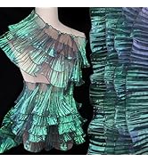 Iridescent Chiffon Lace Trim & Ruffle Fabric Trim– Mermaid Style Elegant Organza Gown, Shimmery J...