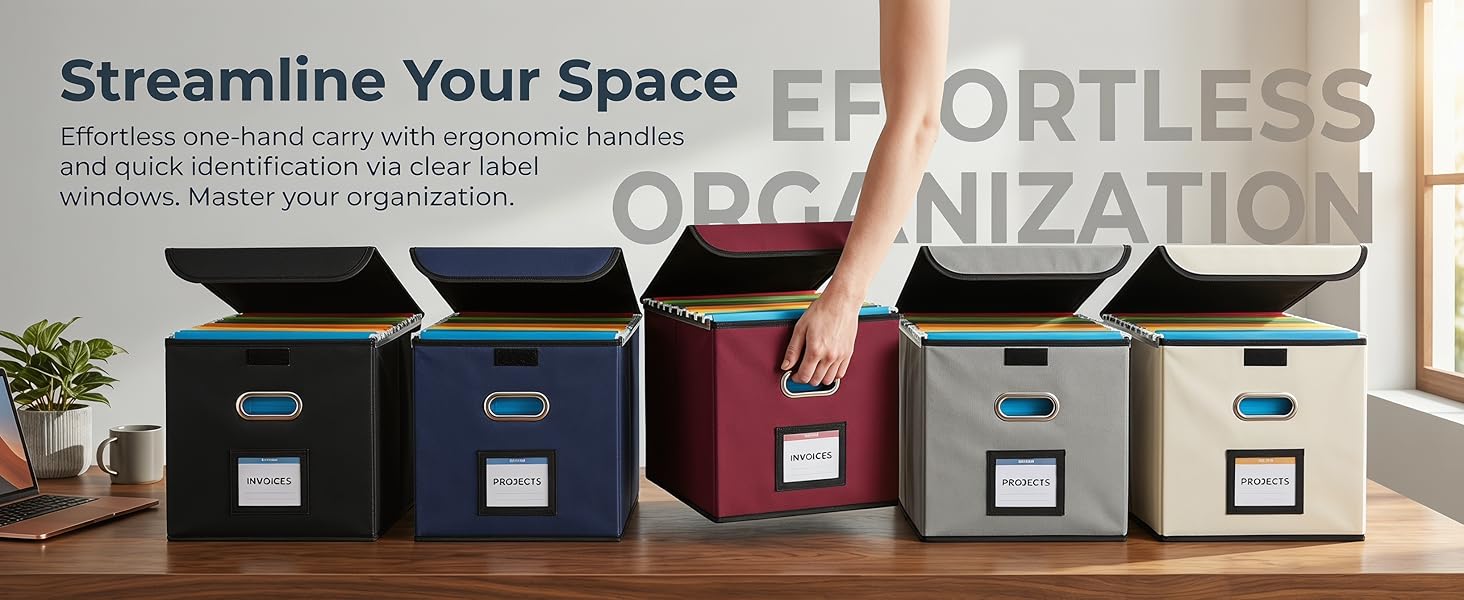 Collapsible Multifunctional Filing Storage Organizer - The outer box with linen fabric can dustproof
