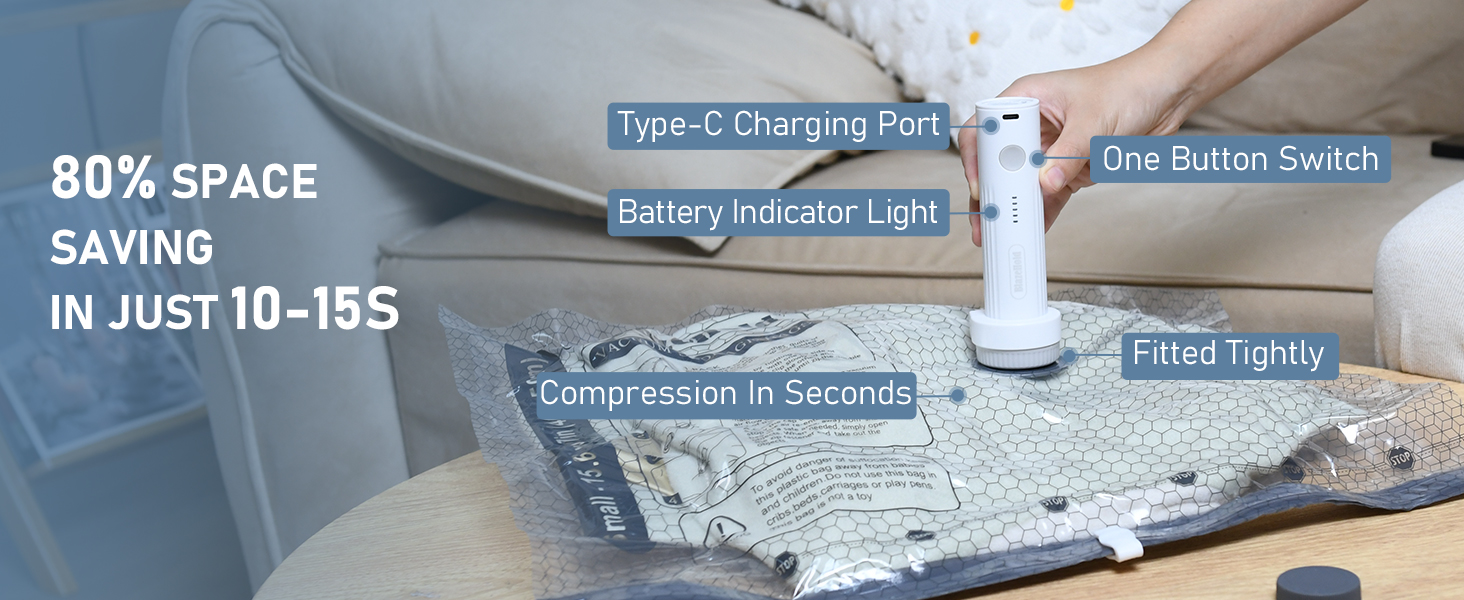 Cordless Travel Vacuum Bag Set