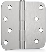 3 Pack Door Hinges 4 Inch, Brushed Nickel Hinges with 5/8" Radius & Square Corners, Removable Pin...