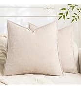 Cozoomy Set of 2 Soft Textured Decorative Throw Pillow Covers 18x18 Inch Cozy Farmhouse Cushion C...