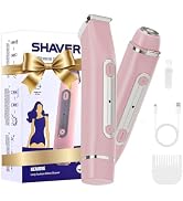 Bikini Trimmer for Women - 2 in 1 Dual Head Electric Razor, Painless Pubic & Body Hair Remover fo...