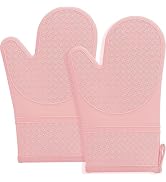 Hovico Silicone Oven Mitts, Heat Resistant 500F Kitchen Mitts 2PCS, 11.6" BPA-Free Soft Baking Gl...