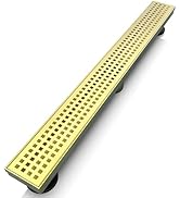 WEBANG 24 Inch Shower Linear Gold Drain Rectangular Floor Drain with Accessories Square Hole Patt...