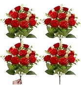 TURNMEON 40 Heads Fake Roses Artificial Flowers for Outdoors Spring Valentines Day Decorations, 4...