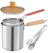 Deep Fryer Pot, Small Deep Fryer with Basket Stainless Steel, Deep Fry Pot with Strainer Basket &...