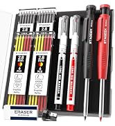 Carpenter Pencils with Sharpener, 2.8mm Mechanical Pencil Set with 26 Refills, Waterproof Deep Ho...