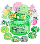 LAWOHO Frog Clear Slime 300ml, Green Clear Slime Kit for Girls Ages 8-12 with 8 Packs Slime Add-I...