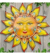 Metal Sun Flower Wall Decor,13inches Sun Wall Art Hanging Decoration for Indoor and Outdoor, Gard...