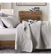 Quilt Set Queen Size Beige, Classic Geometric Spots Stitched Pattern, Stone-Washed Microfiber Chi...