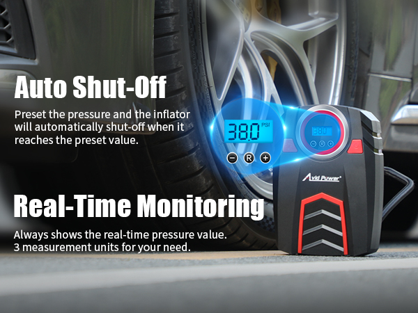 auto shut off tire inflator with real-time monitoring