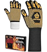 ARFNKIM BBQ Oven Gloves, 1472? 3-Layers Heat Resistant Oven Mitts Silicone Non-Slip Cooking Glove...