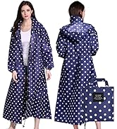 Womens Long Raincoats Rain Jacket Waterproof Packable Outdoor Hooded Windbreaker Lightweight Adju...
