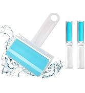 Sticky Lint Roller 3 Pack, Reusable Washable Lint Roller Pet Hair Remover Include Large and Small...