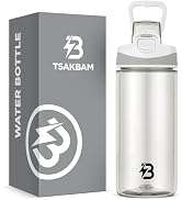TSAKBAM Clear Water Bottle, 16 oz Reusable Leak-Proof Plastic Transparent Water Bottles with Flip...