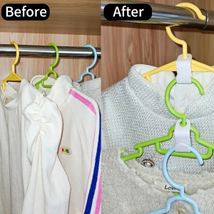 Closet organizer hanger connectors to maximize hanging space