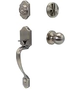 BAMoONE Keyed Front Door Handle Set with Deadbolt and Knob, Antique Brass | Reversible zinc alloy...