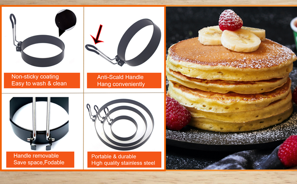 Upgrade 4" Large Egg Rings Set for Griddle