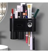 Wekity Multifunctional Wall-Mounted Toothbrush Holder, Automatic Toothpaste Dispenser Space Savin...