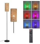 Ruiever Floor Lamp for Living Room,Farmhouse Rattan Floor lamp,Modern Standing lamp with Hand-Wor...