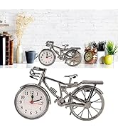 Jiawu Desk Clock, Vintage Bike Table Clock on Stand, Metal Desk Clock Cute Decorative Mantel Cloc...