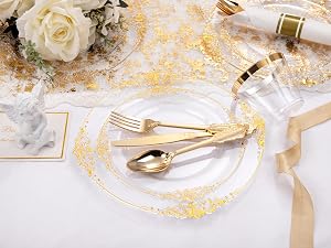 Clear and Gold Plastic Plates
