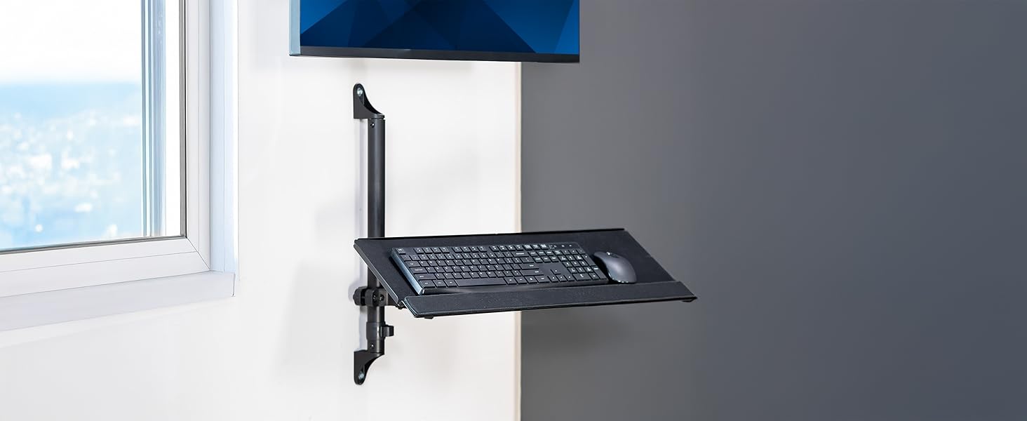 wall keyboard tray, adjustable keyboard mount, ergonomic typing, space saving desk accessory