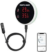 WiFi Temperature Humidity Sensor Alarm: Digital Thermometer Hygrometer with Probe, Buzzer Alarm &...