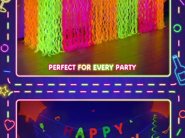 Fluorescent colors table skirts