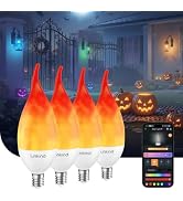 Linkind Smart Flame Light Bulbs, E12 RGB Color Changing Bulbs, 4Pack | Work with AiDot App, Custo...