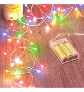 Fairy Lights Battery Operated, Twinkle String Lights Waterproof Silver Wire 5 Feet 60 Led Firecra...