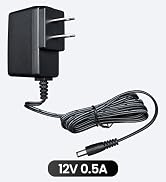 UL Listed 12V 0.5A 500mA 6FT Long Power Supply Adapter, Horizontal Wall Plug, 6W AC/DC Switching ...