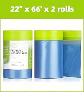 Tangibay Pre-Taped Masking Film for Painting - 22" x 66' Painters Plastic Sheeting with Automotiv...