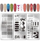 PH PandaHall 3pcs Grids Line Nail Stamping Plates Geometric Texture Nail Art Stencils Graffiti St...