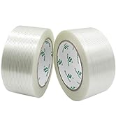 Mono Filament Strapping Tape, 2 Roll 2 Inch x 35 Yards 5.5 Mil, Heavy Duty Transparent Reinforced...