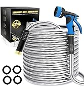 Lefree 75ft Metal Garden Hose - Heavy Duty 304 Stainless Steel Flexible Water Hose, No Kinks & Le...