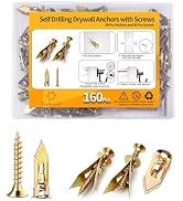 Jyphorixal 160 PCS Drywall Self Drilling Anchors with Screws Kit,80 PCS Sheetrock Anchors (0.47X1...