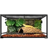 REPTI ZOO 36" x 24" x 18" Glass Reptile Terrarium, Front Opening Reptile Habit Tank with Double H...