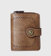 Small Womens Wallet Leather RFID Blocking Bifold Compact Card Holder Ladies Zipper Pocket Brown