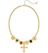 18k Gold Plated Cross Pendant Necklace for Women, Elegant Religious Jewelry Gift for Her, Hypoall...