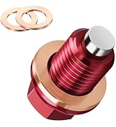 Pniwuno M14 x 1.5 Magnetic Oil Drain Plug, Aluminum CNC Transmission Oil Drain Plugs with Crush W...