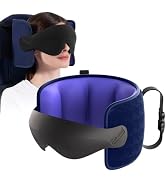 Air Neck Free Travel Pillow for Airplane, Travel Pillow with Seat Strap and 3D Eye Mask to Firm H...