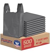 Fuxury 500 Count Plastic Grocery Bags with Handles Grey 11.5" x 6.5" x 21", T-shirt, Trash, Take ...