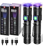 DARKBEAM UV Flashlight 365nm & 395nm Blacklight Rechargeable USB, Wood’s Lamp Ultraviolet Black L...
