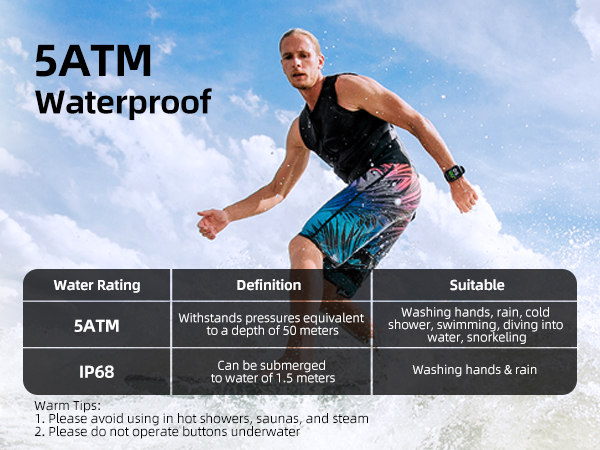 5ATM Waterproof Smartwatch