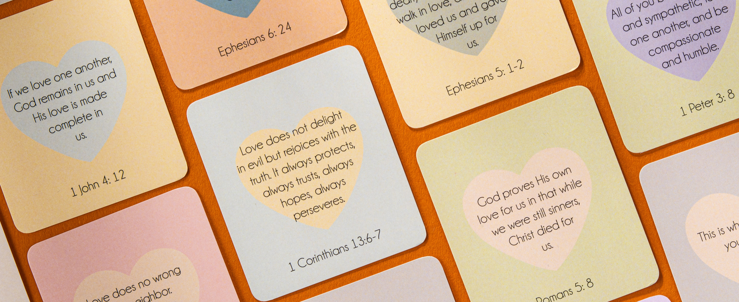 DiverseBee Love Bible Verse Cards - Hearts