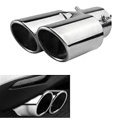 Pniwuno Car Dual Exhaust Tip, 2.5" Stainless Steel Straight Muffler Tailpipe Accessories, Bolt-on...