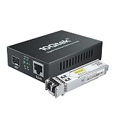 Gigabit Ethernet Media Converter, MultiMode Dual LC Fiber to Ethernet RJ45 Converter for 10/100/1...