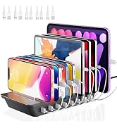 Charging Station for Multiple Devices, 200W 8 Ports Charger Station with Powerful 20W PD USB-C Po...